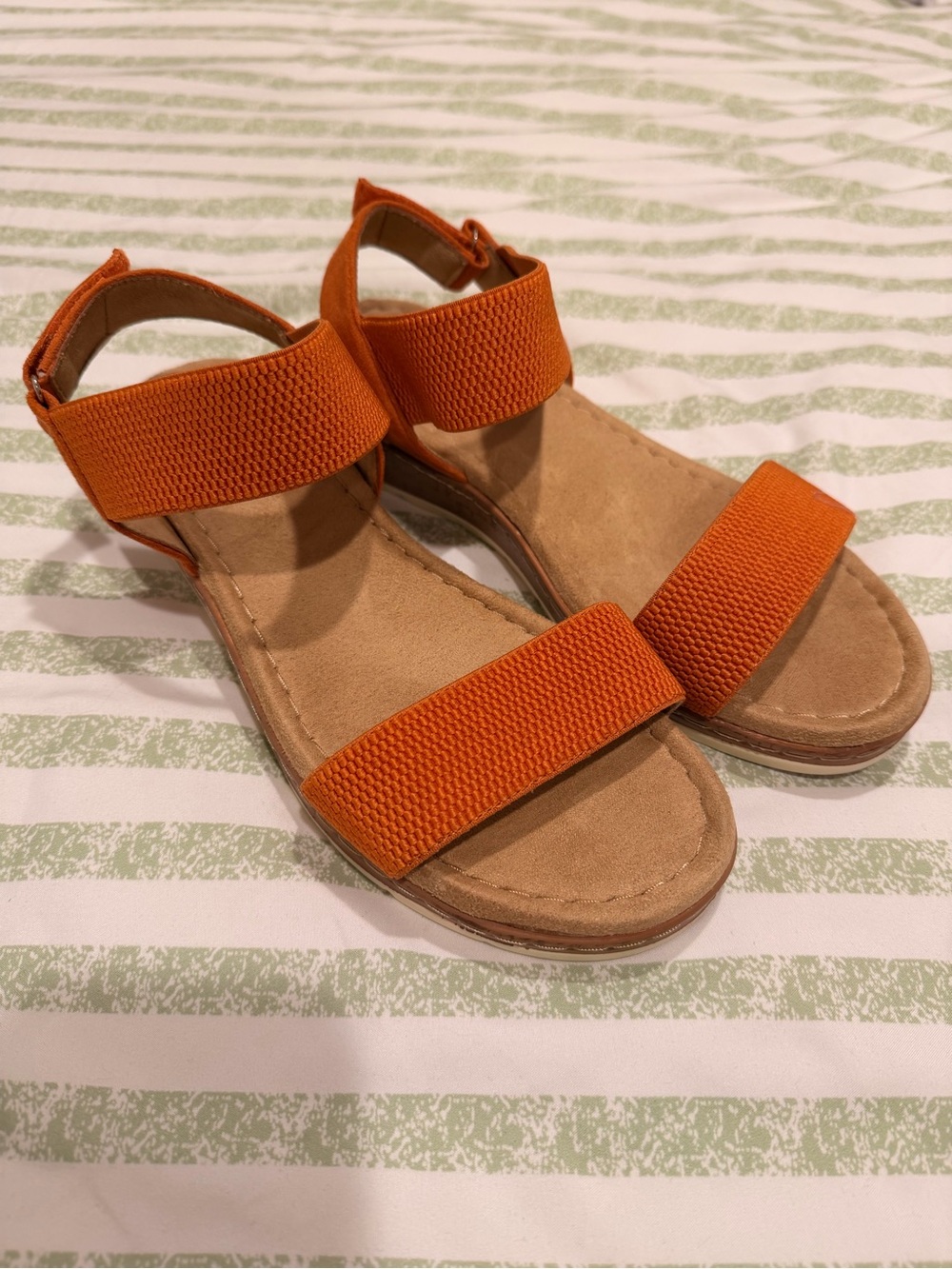 VJH Confort Orange Wide Elastic Strap Sandals